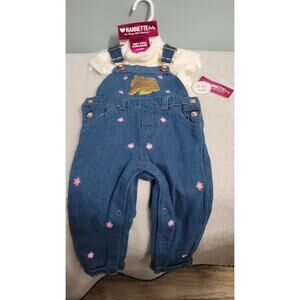 Nannette Baby 3-Piece Unicorn Overall Set 12M – Denim Overalls, Shirt &...